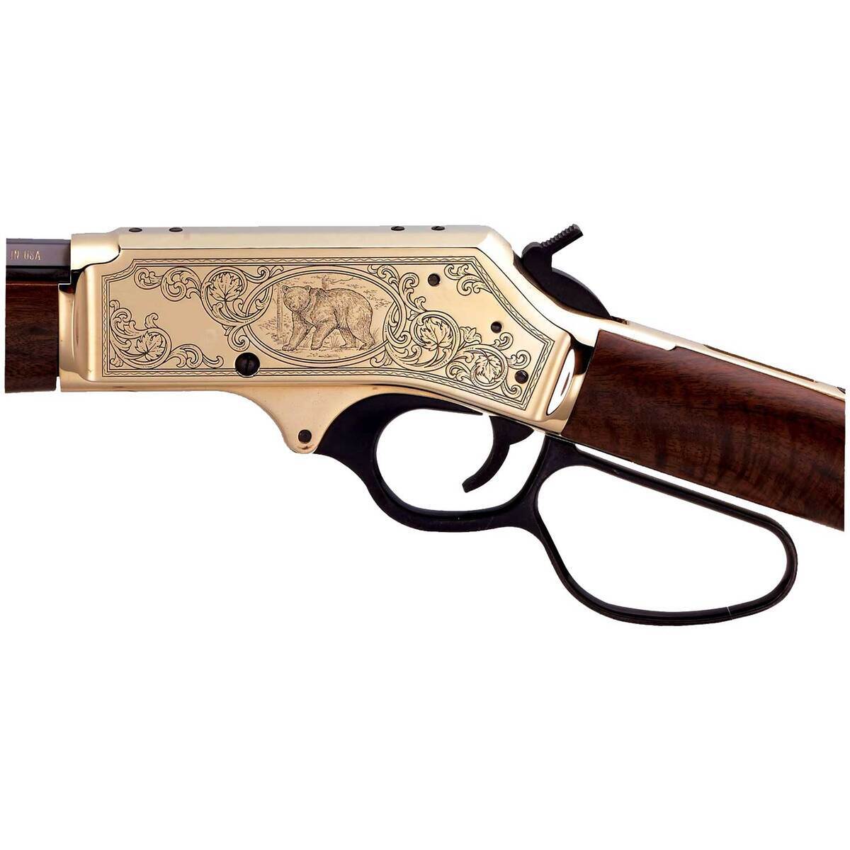 Henry Brass Wildlife Edition Side Gate Polished Hardened Brass Lever Action Rifle - 45-70 Government - 22in - Brown Henry Brass Wildlife Edition Side Gate Polished Hardened Brass Lever Action Rifle - 45-70 Government - 22in - Brown