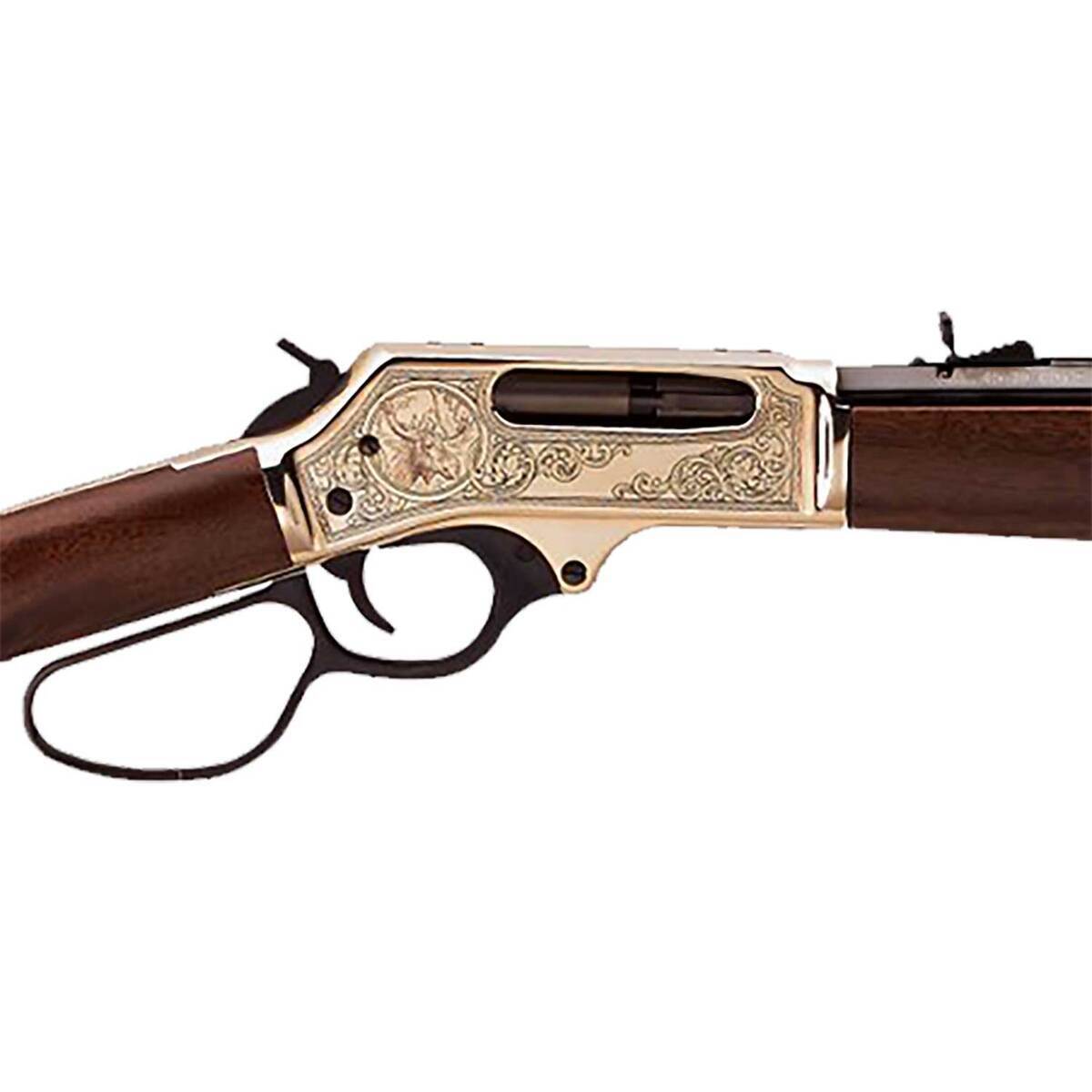 Henry Brass Wildlife Edition Side Gate Polished Hardened Brass Lever Action Rifle - 45-70 Government - 22in - Brown Henry Brass Wildlife Edition Side Gate Polished Hardened Brass Lever Action Rifle - 45-70 Government - 22in - Brown
