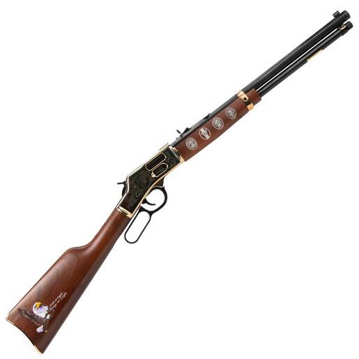 Henry Eagle Scout Centennial Tribute Edition 44 Magnum Side Gate Polished Hardened Brass Lever Action Rifle – 20in – Brown