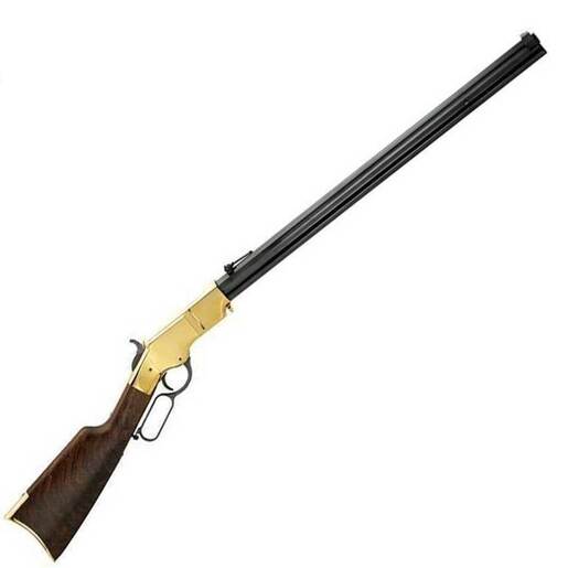 Henry New Original 44-40 Winchester Polished Brass Lever Action Rifle – 24.5in – Brown