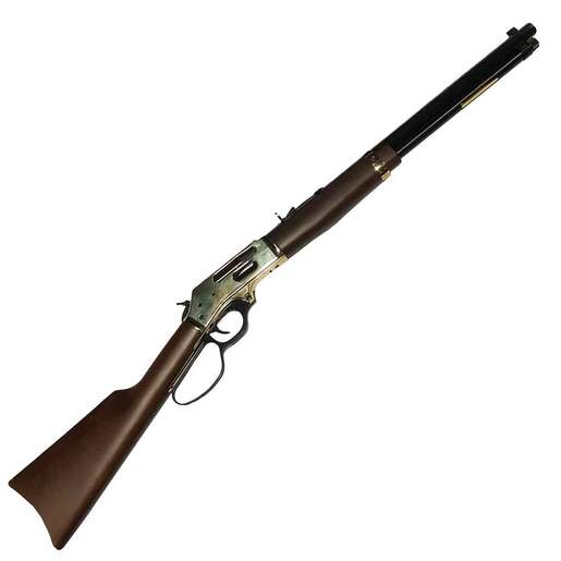 Henry Side Gate 30-30 Winchester Brass Lever Action Side Gate Polished Hardened Brass Large Loop Lever Action Rifle – 20in – Brown