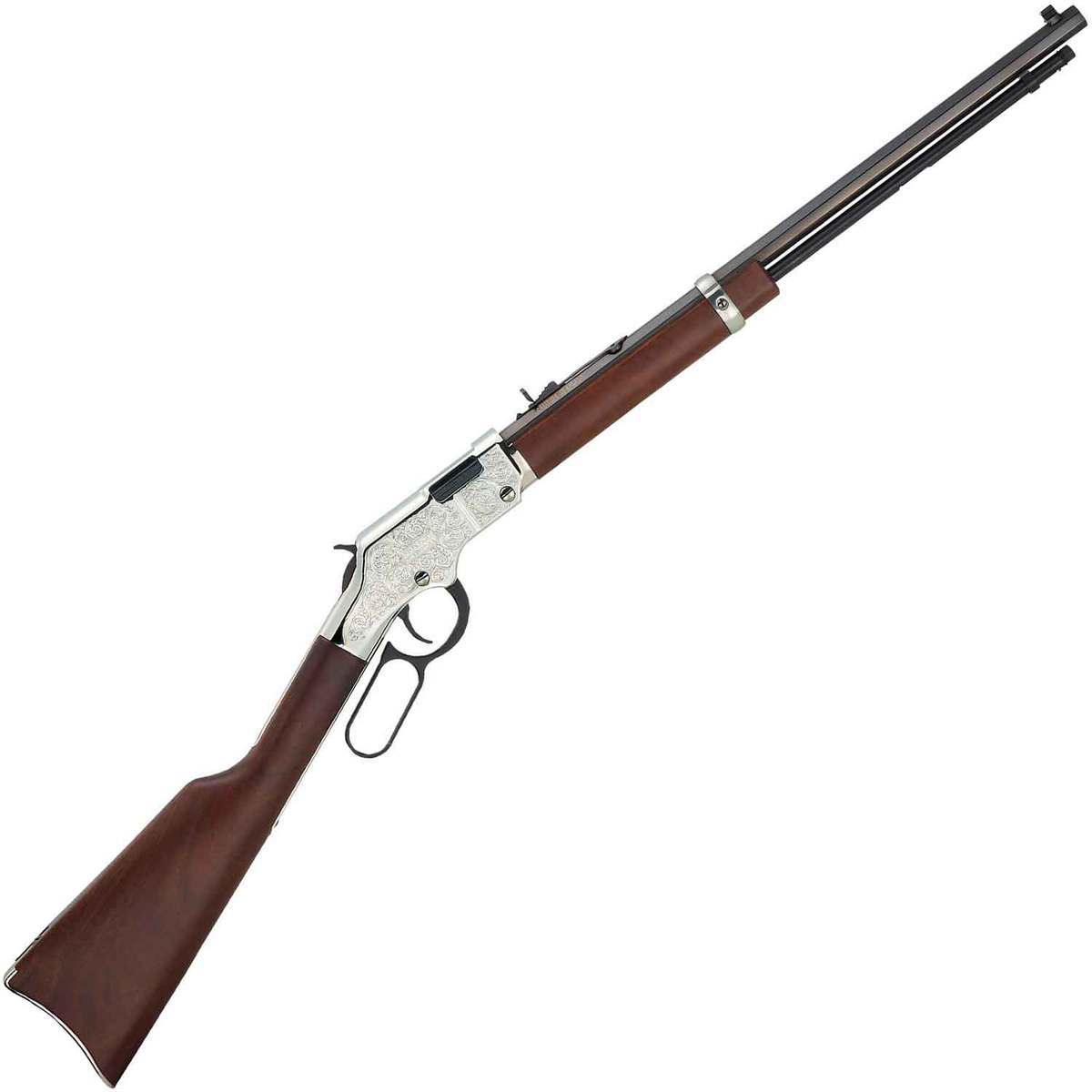 Henry Silver Eagle Nickel Plated Lever Action Rifle - 22 Long Rifle - 20in - Brown Henry Silver Eagle Nickel Plated Lever Action Rifle - 22 Long Rifle - 20in - Brown