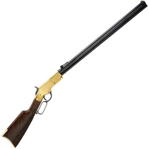 Henry New Original Henry 45 (Long) Colt Polished Brass Lever Action Rifle – 24.5in – Brown