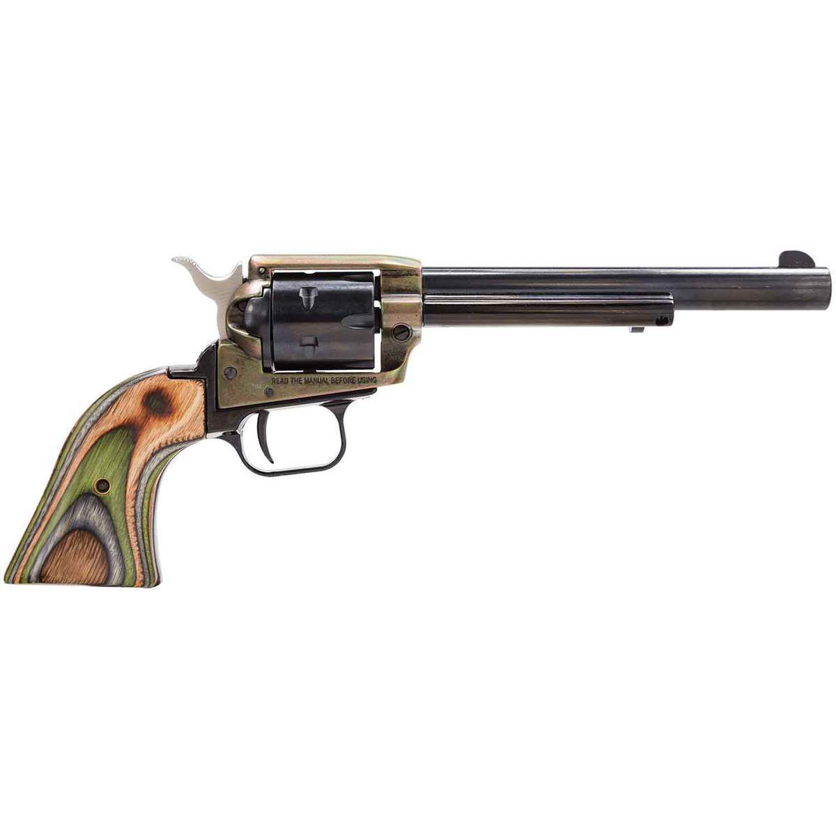 Heritage Rough Rider Camo Laminate Grip 22 Long Rifle 6.5in Blued Revolver - 6 Rounds Heritage Rough Rider Camo Laminate Grip 22 Long Rifle 6.5in Blued Revolver - 6 Rounds