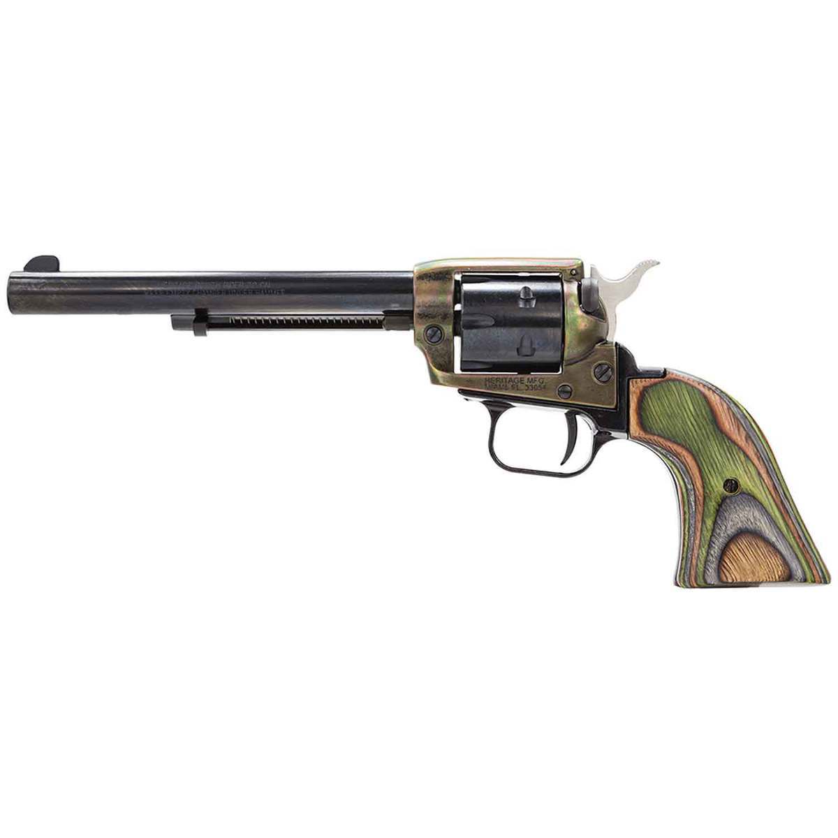Heritage Rough Rider Camo Laminate Grip 22 Long Rifle 6.5in Blued Revolver - 6 Rounds Heritage Rough Rider Camo Laminate Grip 22 Long Rifle 6.5in Blued Revolver - 6 Rounds