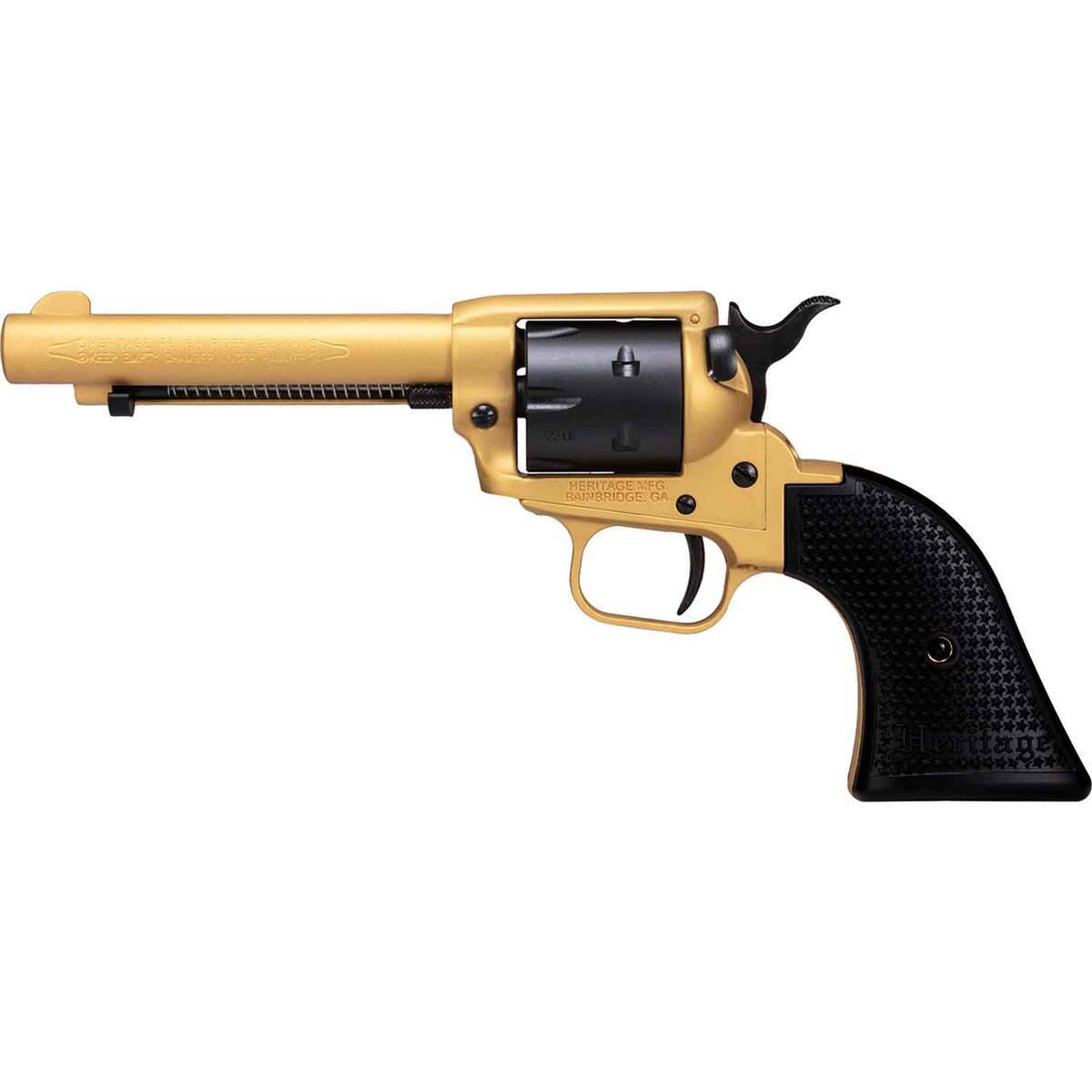 Heritage Rough Rider Small Bore 22 Long Rifle 4.75in Gold Cerakote Revolver - 6 Rounds Heritage Rough Rider Small Bore 22 Long Rifle 4.75in Gold Cerakote Revolver - 6 Rounds