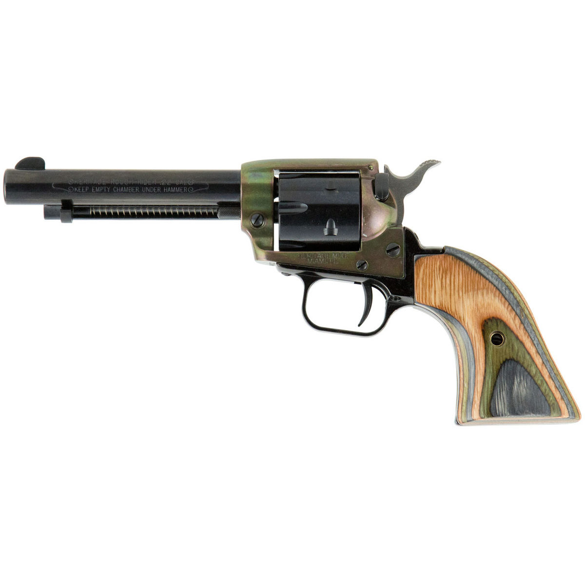 Heritage Rough Rider Small Bore Cocobolo Camo Grips 22 Long Rifle 4.75in Blued Revolver - 6 Rounds Heritage Rough Rider Small Bore Cocobolo Camo Grips 22 Long Rifle 4.75in Blued Revolver - 6 Rounds