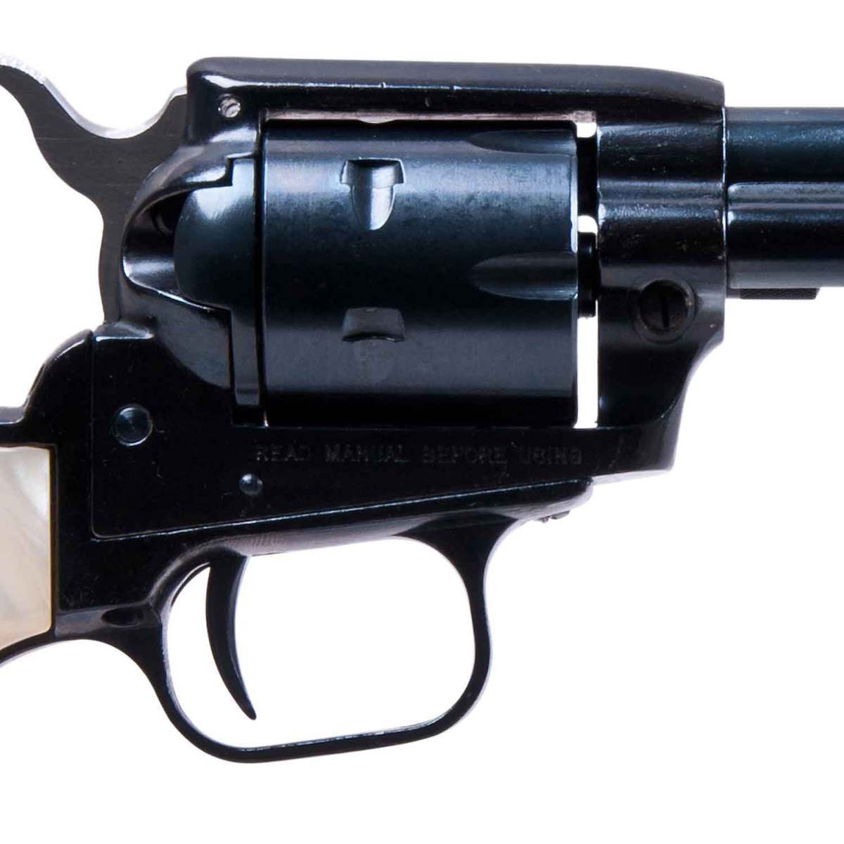 Heritage Rough Rider Small Bore Mother of Pearl Grip 22 Long Rifle 6.5in Blued Revolver - 6 Rounds Heritage Rough Rider Small Bore Mother of Pearl Grip 22 Long Rifle 6.5in Blued Revolver - 6 Rounds