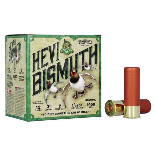 Hevi-Shot Hevi Bismuth 12 Gauge 3in #2 1-3/8oz Waterfowl Shotshells Ammo - 25 Rounds Ammo - #2 25 Rounds - #2 Ammo