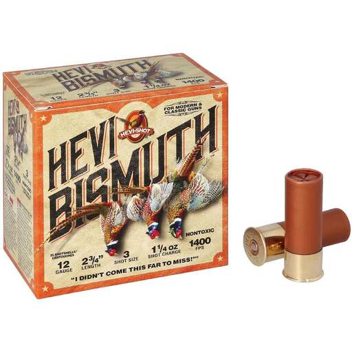 Hevi-Shot Bismuth 12 Gauge 2-3/4in #3 1-1/4oz Upland Shotshells Ammo - 25 Rounds Ammo - #3 25 Rounds - #3 Ammo