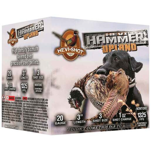 Hevi-Shot Hammer Upland 20 Gauge 3in #3 1oz Upland Shotshells Ammo - 25 Rounds Ammo - #3 25 Rounds - #3 Ammo