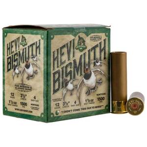 Hevi-Shot Hevi-Bismuth 12 Gauge 3-1/2in #4 1-1/2oz Waterfowl Shotshells - 25 Rounds Hevi-Shot Hevi-Bismuth 12 Gauge 3-1/2in #4 1-1/2oz Waterfowl Shotshells - 25 Rounds