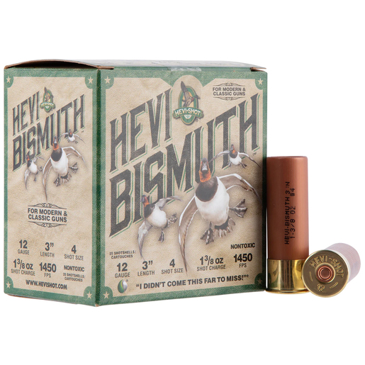 Hevi-Shot Hevi-Bismuth 12 Gauge 3in #4 1-3/8oz Waterfowl Shotshells – 25 Rounds – #4