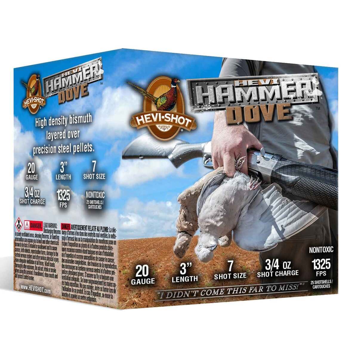 Hevi-Shot Hevi-Hammer Dove 20 Gauge 3in #7 3/4oz Dove Shotshells - 25 Rounds Hevi-Shot Hevi-Hammer Dove 20 Gauge 3in #7 3/4oz Dove Shotshells - 25 Rounds