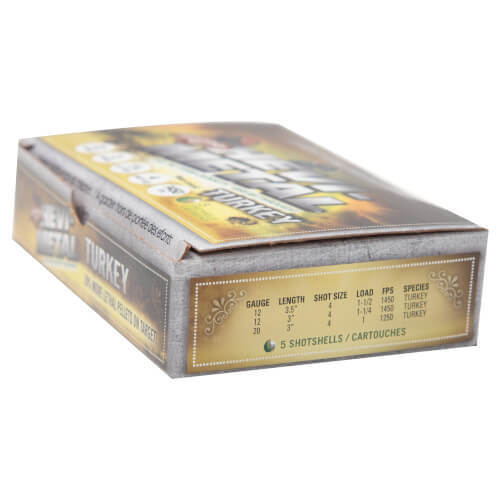 Hevi-Shot Hevi-Metal 12 Gauge 3in #4 1-1/4oz Turkey Shotshells - 5 Rounds Hevi-Shot Hevi-Metal 12 Gauge 3in #4 1-1/4oz Turkey Shotshells - 5 Rounds