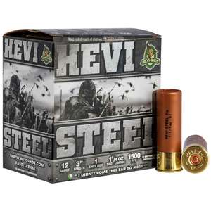 Hevi-Shot Hevi-Steel 12 Gauge 3in #1 1-1/4oz Waterfowl Shotshells - 25 Rounds Hevi-Shot Hevi-Steel 12 Gauge 3in #1 1-1/4oz Waterfowl Shotshells - 25 Rounds