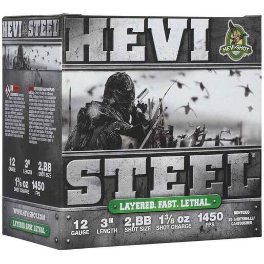 Hevi-Shot Hevi-Steel 12 Gauge 3in BB And 2 1-3/8oz Waterfowl Shotshells Ammo - 25 Rounds Ammo - BB And 2 25 Rounds - BB And 2 Ammo