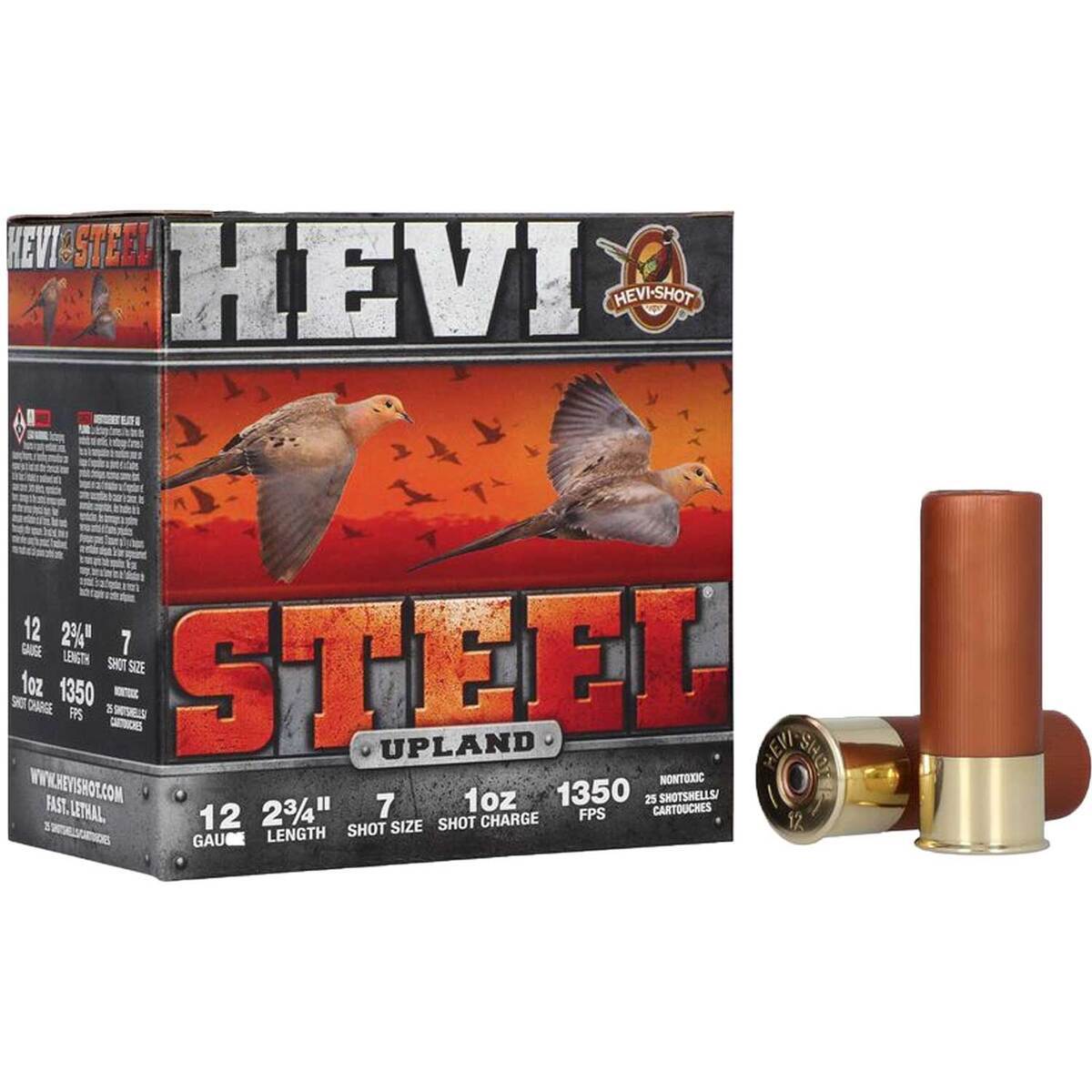 Hevi-Shot Hevi-Steel 12 Guage 2-3/4in 1oz Upland Shotshells- 25 Rounds ...