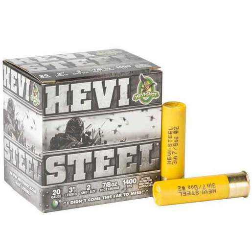 Hevi-Shot Hevi-Steel 20 Gauge 3in #2 7/8oz Waterfowl Shotshells Ammo - 25 Rounds Ammo - #2 25 Rounds - #2 Ammo