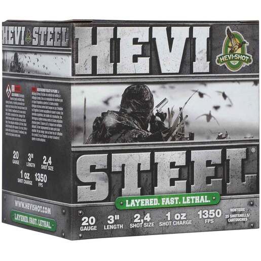 Hevi-Shot Hevi-Steel 20 Gauge 3in 2 And 4 1oz Waterfowl Shotshells Ammo - 25 Rounds Ammo - 2 And 4 25 Rounds - 2 And 4 Ammo