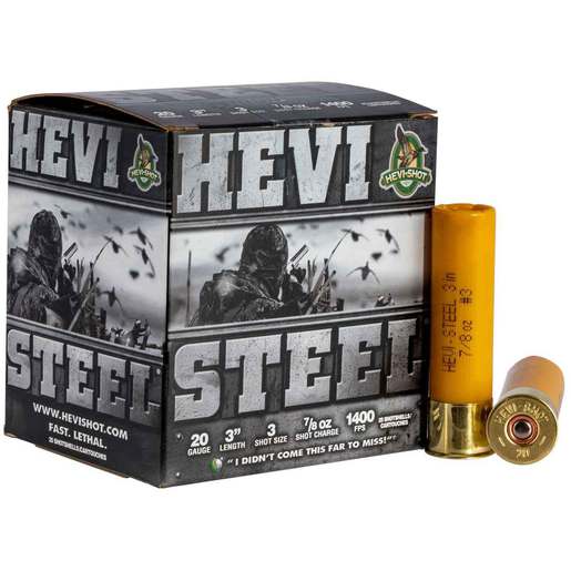 Hevi-Shot Hevi-Steel 20 Gauge 3in #3 7/8oz Waterfowl Shotshells Ammo - 25 Rounds #3 25 Rounds #3 Ammo