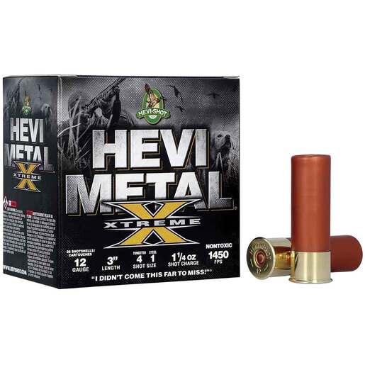 Hevi-Shot HS38122 Metal Xtreme 12 Gauge 3in #4 Waterfowl Shotshells Ammo - 25 Rounds Ammo - #4 25 Rounds - #4 Ammo