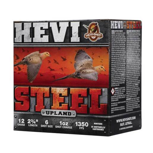 Hevi-Shot Steel Upland 12 Gauge 2-3/4in #6 1oz Upland Shotshells Ammo - 25 Rounds #6 25 Rounds #6 Ammo