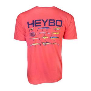Heybo Men's Inshore Lures Short Sleeve Shirt - Coral - L