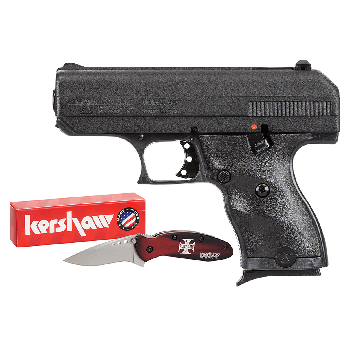 Hi-Point 916 w/Hard Case and Knife 9mm Luger 3.5in Black Pistol - 8+1 Rounds Hi-Point 916 w/Hard Case and Knife 9mm Luger 3.5in Black Pistol - 8+1 Rounds