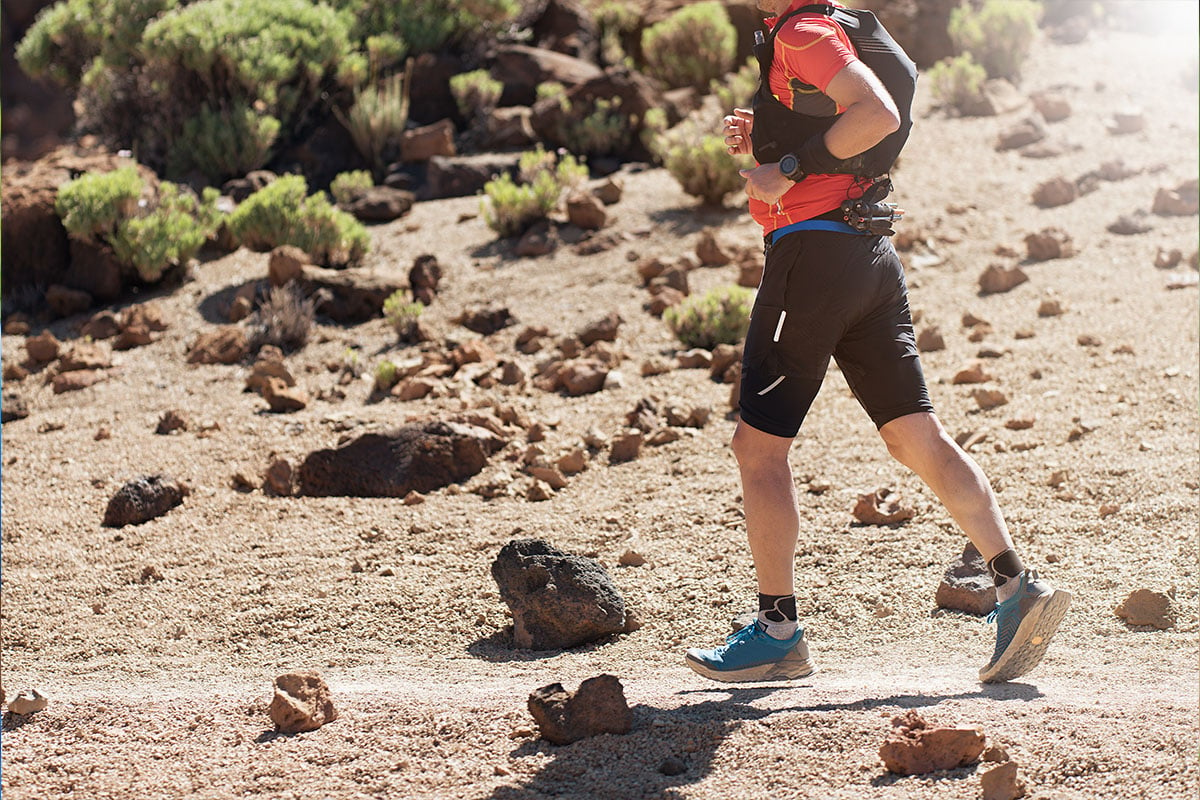 man hiking with backack