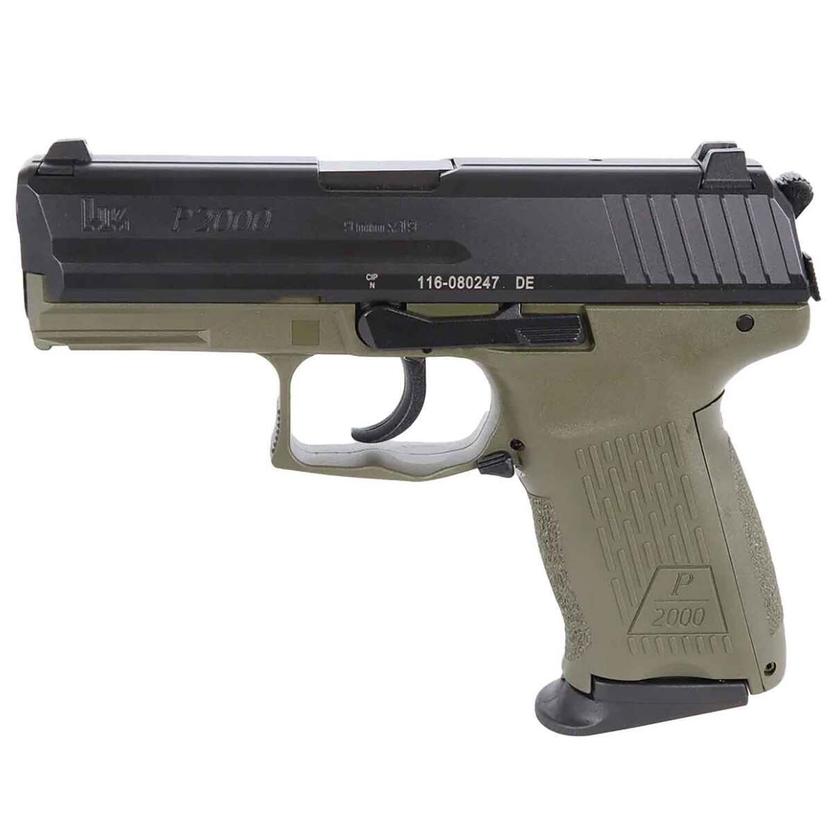 HK P2000 9mm Luger 3.4in Matte Black/Green Pistol - 13+1 Rounds - Green HK P2000 9mm Luger 3.4in Matte Black/Green Pistol - 13+1 Rounds - Green