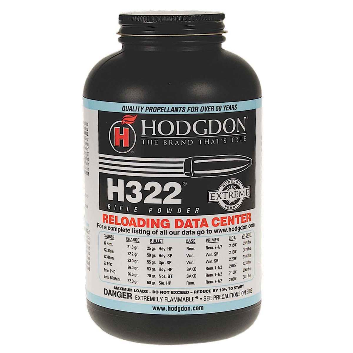 Hodgdon Extreme H322 Smokeless Powder - 1lb Can - 1lb Hodgdon Extreme H322 Smokeless Powder - 1lb Can - 1lb