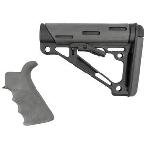 Hogue AR15/M16 Overmolded Beavertail Grip And Collapsible Rifle Buttstock Kit - Slate Grey/Black