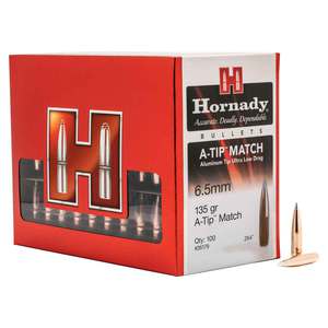 Hornady 264 Caliber 6.5mm/.264 A-TIP 135gr Reloading Bullets - 100 Count