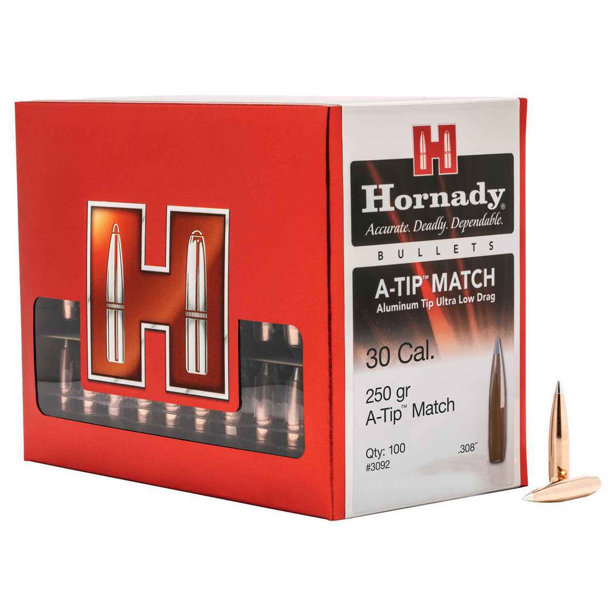 Hornady 30 Caliber/.308 A-TIP 250gr Reloading Bullets - 100 Count Hornady 30 Caliber/.308 A-TIP 250gr Reloading Bullets - 100 Count