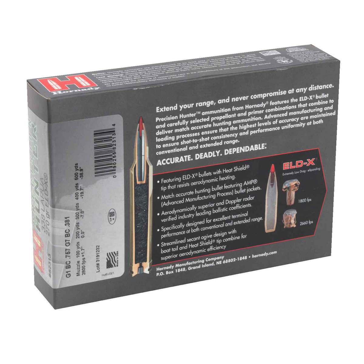 Hornady 338 Lapua Magnum 270gr ELD-X Rifle Ammo - 20 Rounds Hornady 338 Lapua Magnum 270gr ELD-X Rifle Ammo - 20 Rounds