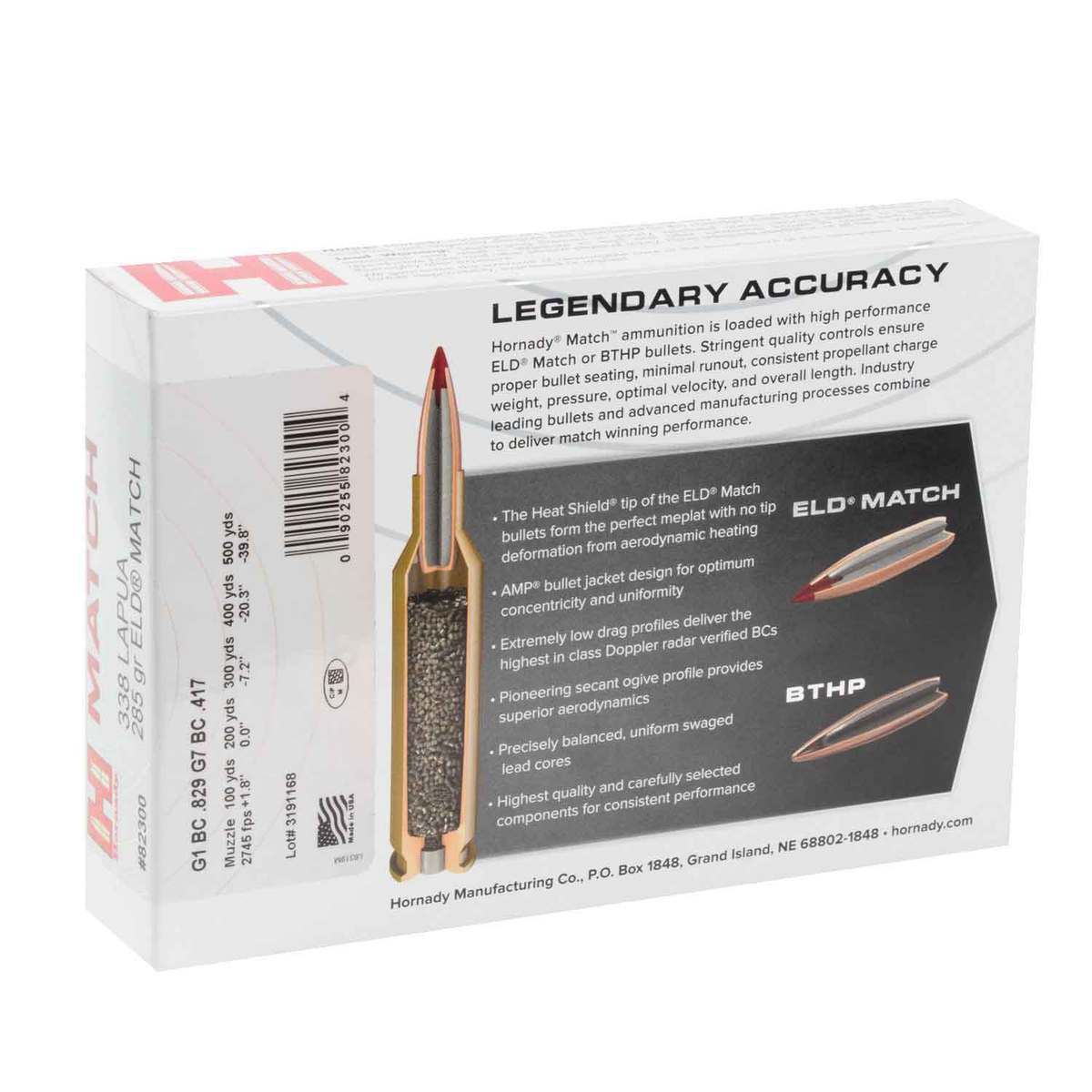 Hornady 338 Lapua Magnum 285gr ELD Match Rifle Ammo - 20 Rounds Hornady 338 Lapua Magnum 285gr ELD Match Rifle Ammo - 20 Rounds