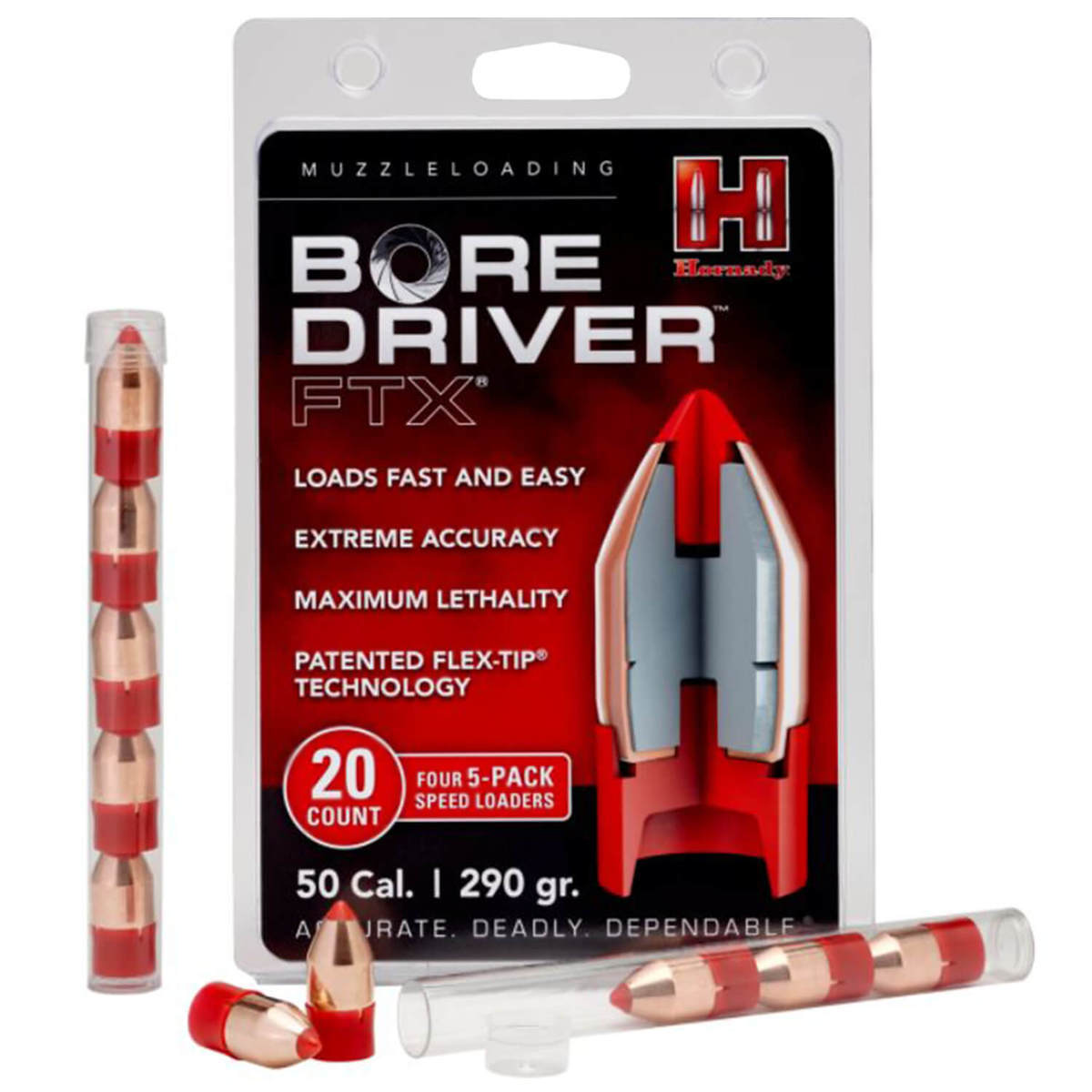 Hornady 50 Caliber 290gr FTX Muzzleloader Bullets - 20 Pack Hornady 50 Caliber 290gr FTX Muzzleloader Bullets - 20 Pack