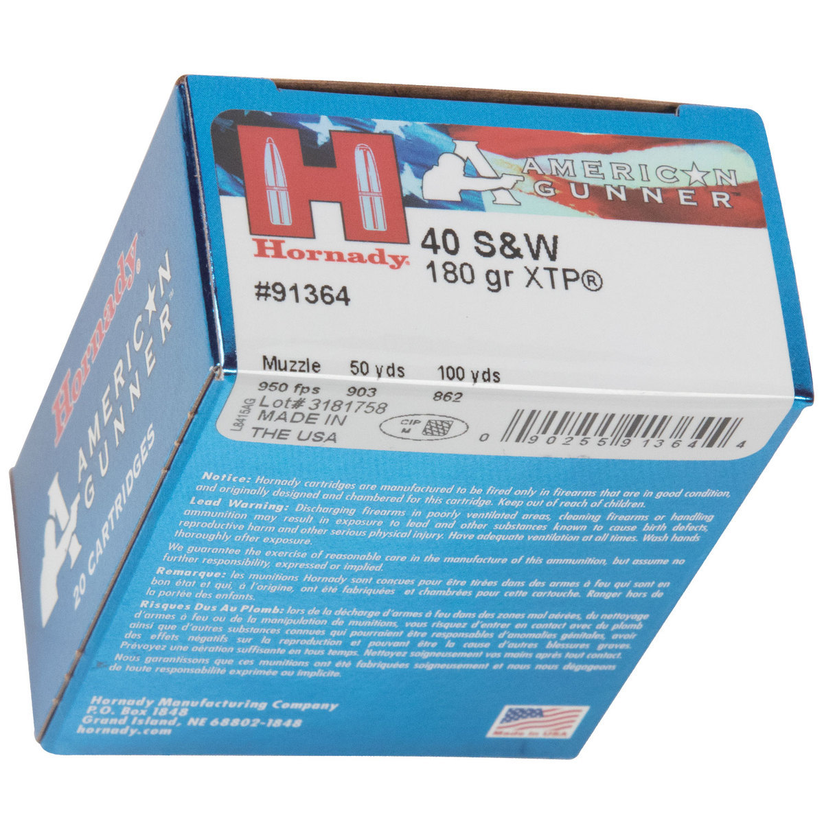 Hornady American Gunner 40 S&W 180gr XTP Handgun Ammo - 20 Rounds Hornady American Gunner 40 S&W 180gr XTP Handgun Ammo - 20 Rounds