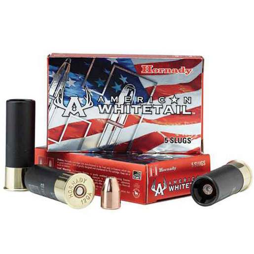 Hornady American Whitetail 12 Gauge 2-3/4in 1oz Slug Shotshells Ammo - 5 Rounds 5 Rounds Ammo