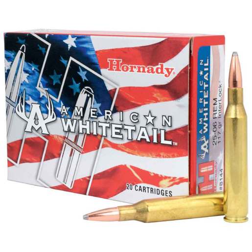Hornady American Whitetail 25-06 Remington 117gr Interlock BTSP Rifle Ammo Ammo - 20 Rounds 20 Rounds Ammo