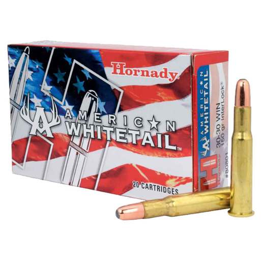 Hornady American Whitetail 30-30 Winchester 150gr Interlock RN Rifle Ammo Ammo - 20 Rounds 20 Rounds Ammo