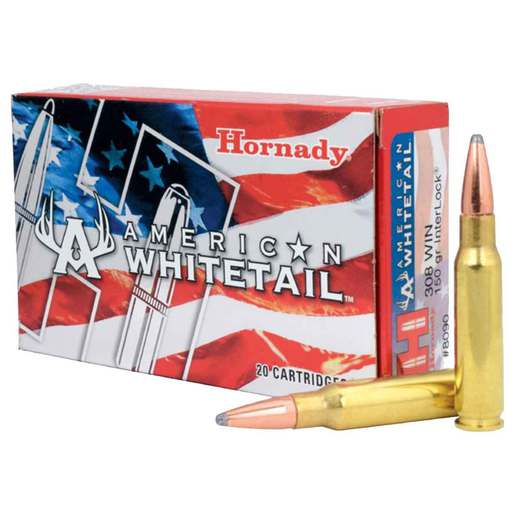 Hornady American Whitetail 308 Winchester 150gr Interlock SP Rifle Ammo Ammo - 20 Rounds 20 Rounds Ammo