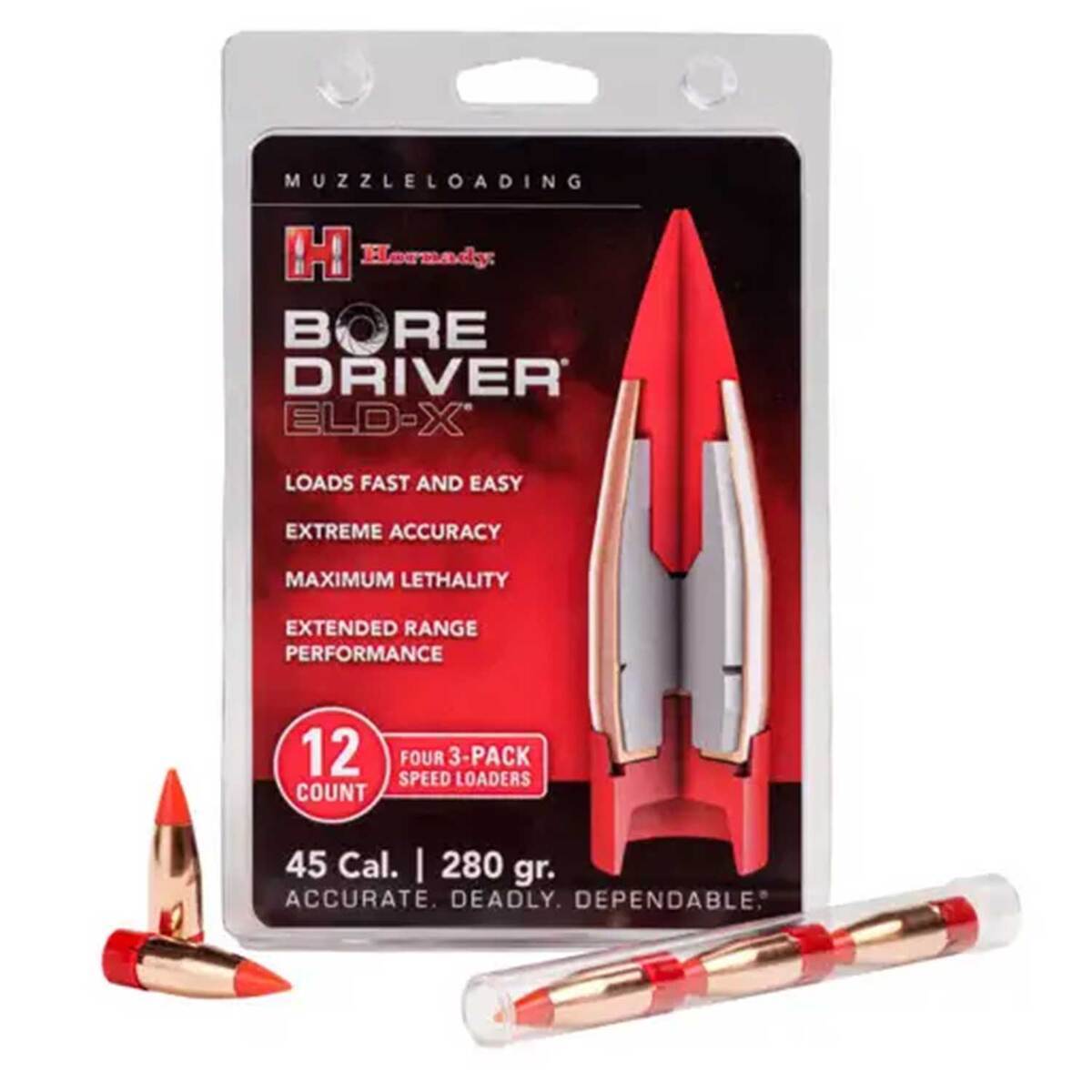 Hornady Bore Driver ELD-X 45 Caliber/.449in 280gr Muzzleloader Bullets ...