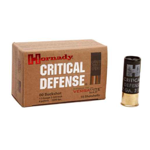 Hornady Critical Defense 12 Gauge 2-3/4in 00 Buckshot Shotshells – 10 Rounds – #00 Buck