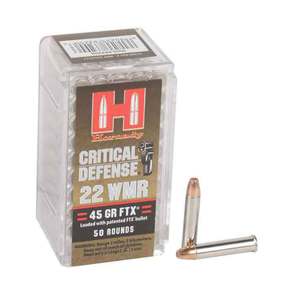 Hornady Critical Defense 22 WMR (22 Mag) 45gr FTX Rimfire Ammo - 50 Rounds Hornady Critical Defense 22 WMR (22 Mag) 45gr FTX Rimfire Ammo - 50 Rounds