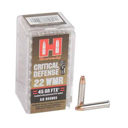 Hornady Critical Defense 22 WMR (22 Mag) 45gr FTX Rimfire Ammo – 50 Rounds