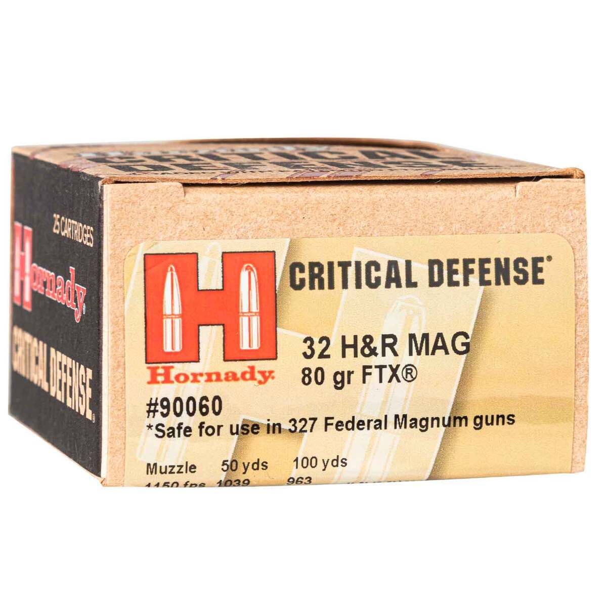 Hornady Critical Defense 32 H&R Magnum 80gr FTX Handgun Ammo - 25 Rounds Hornady Critical Defense 32 H&R Magnum 80gr FTX Handgun Ammo - 25 Rounds