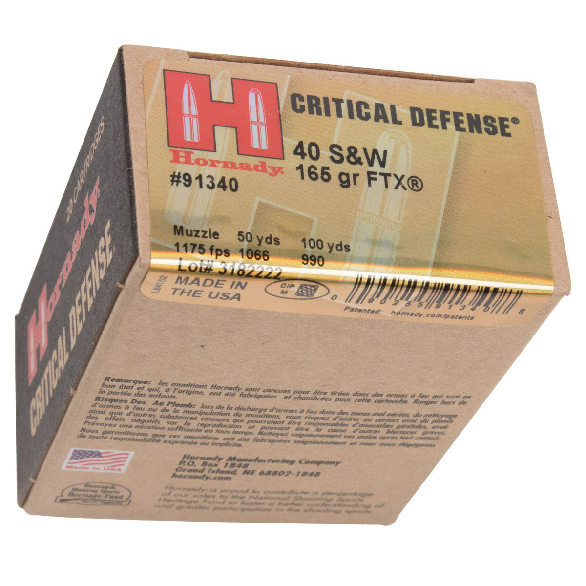 Hornady Critical Defense 40 S&W 165gr FTX Handgun Ammo - 20 Rounds Hornady Critical Defense 40 S&W 165gr FTX Handgun Ammo - 20 Rounds