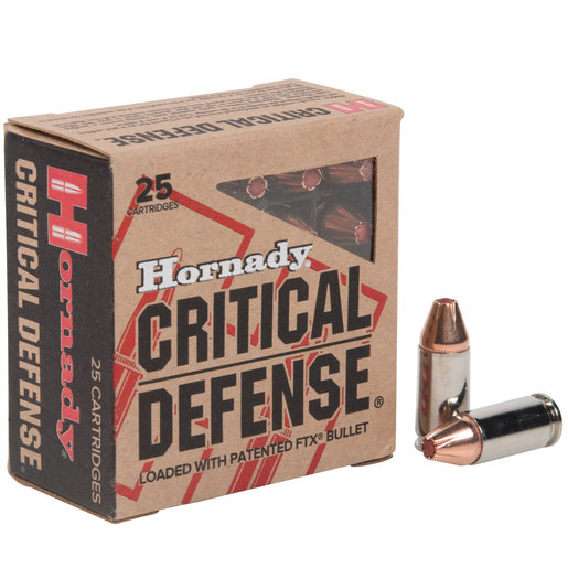 Hornady Critical Defense 9mm Luger 115gr FTX Handgun Ammo Ammo - 25 Rounds 25 Rounds Ammo